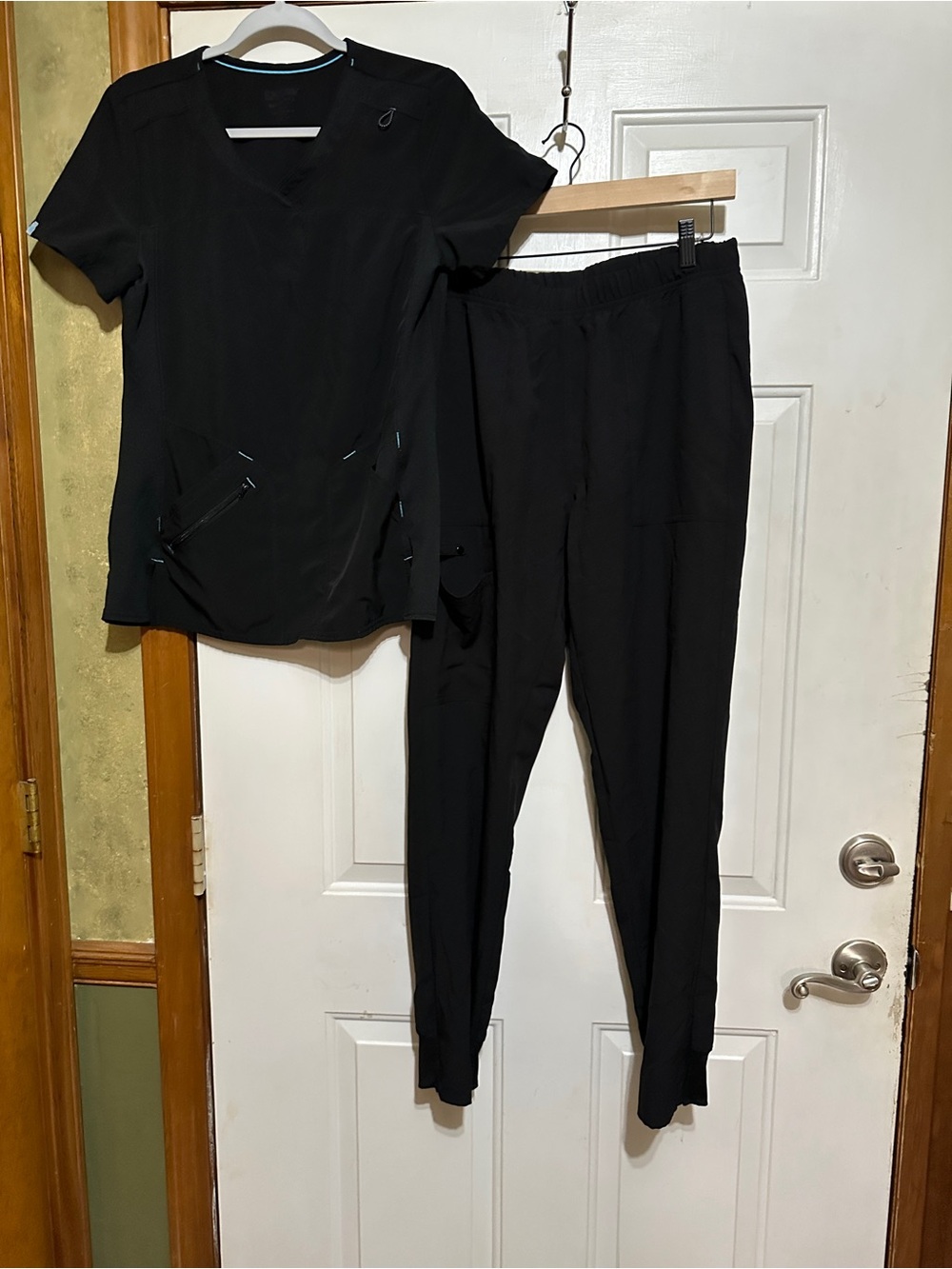 ScrubStar Performance Black Scrub Set Small Top Bottom Stretch Medical Uniform